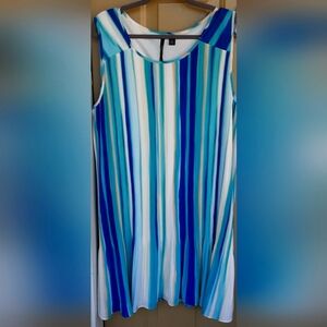 Colorful Blue Rainbow pleated dress